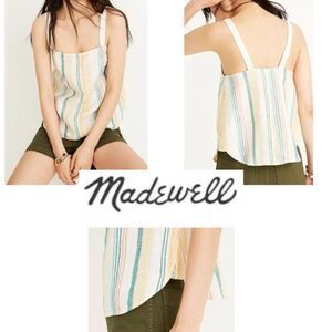 Madewell 100% Linen, Thin Straps, Striped Top (Size XS)